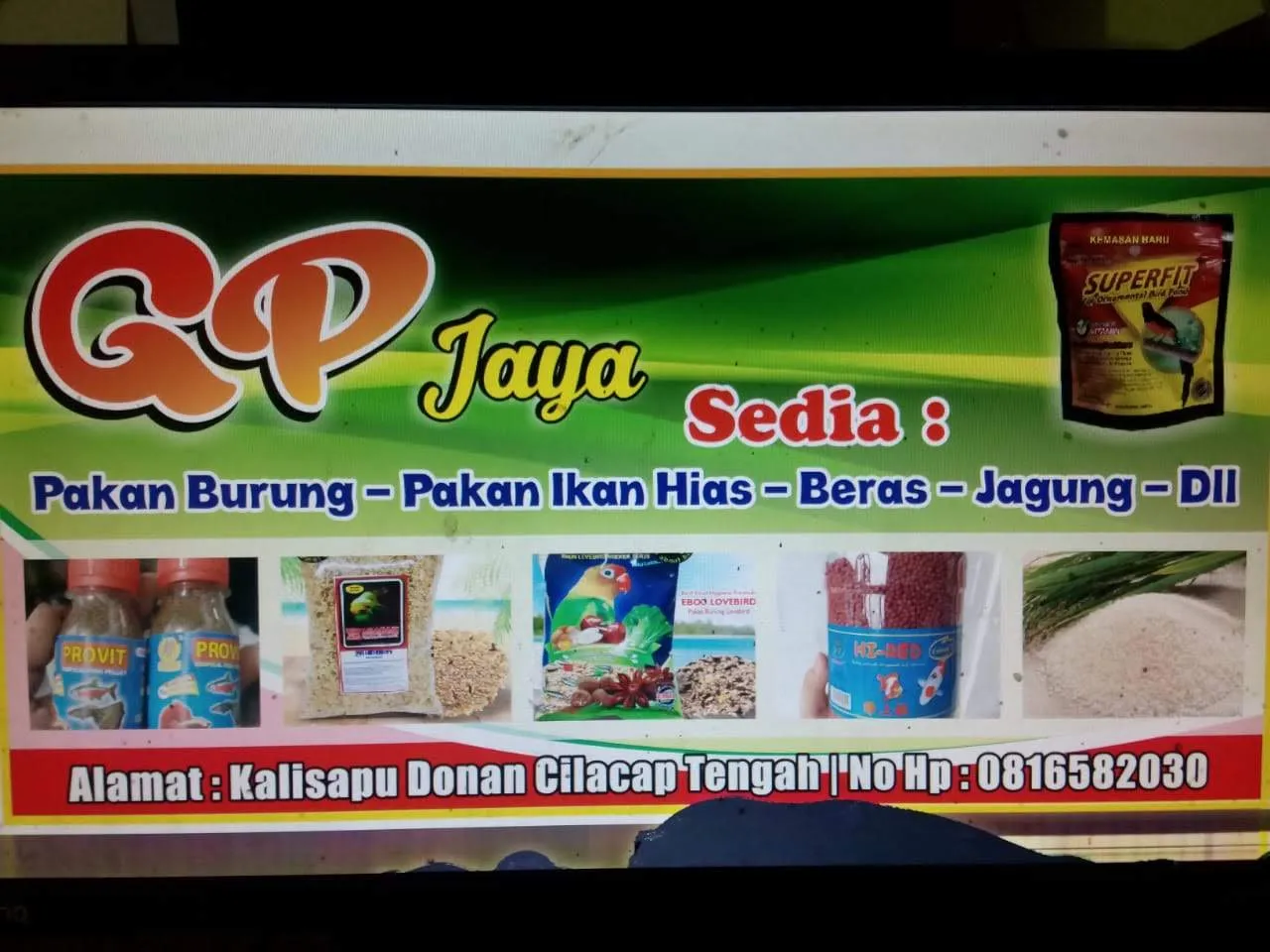KIOS GP JAYA sedia pakan burung, kucing, ikan hias, ayam, sangkar burung dll