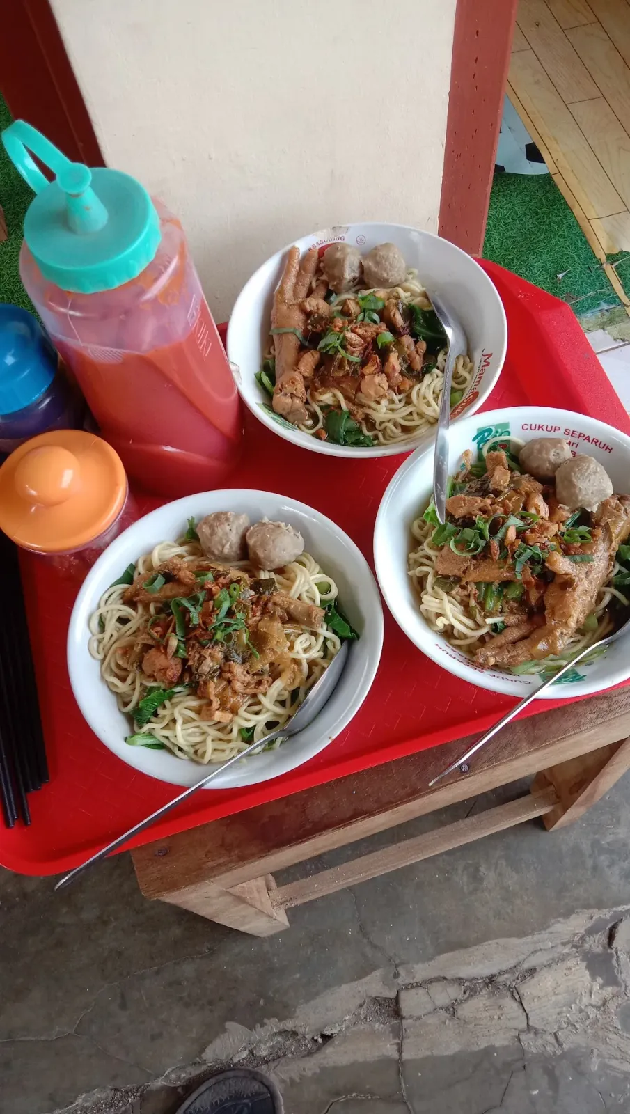 Mie Ayam dan ayam celup crispy
