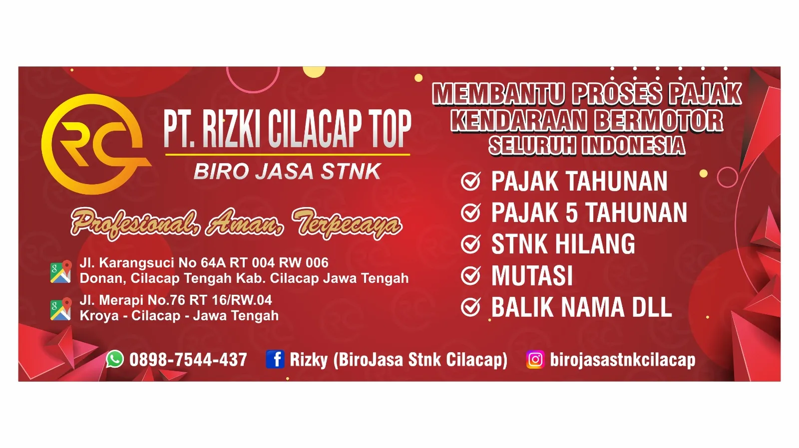 PT. Rizki Cilacap Top (Indonesian License Plate Service Bureau)