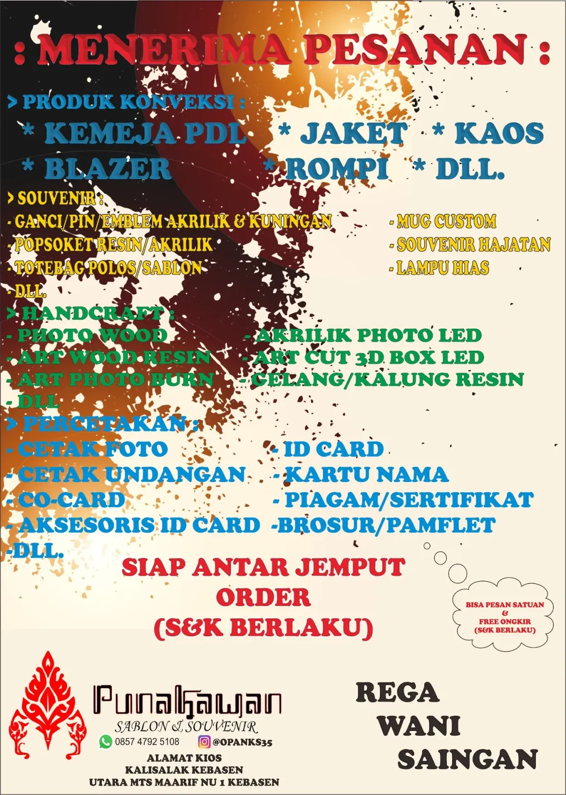 Punakawan Sablon & Souvenir