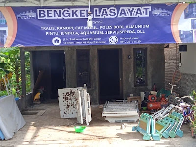 Bengkel las ayat dan pintu jendela almanium jalan raya sorkarno CIPARI kutasari